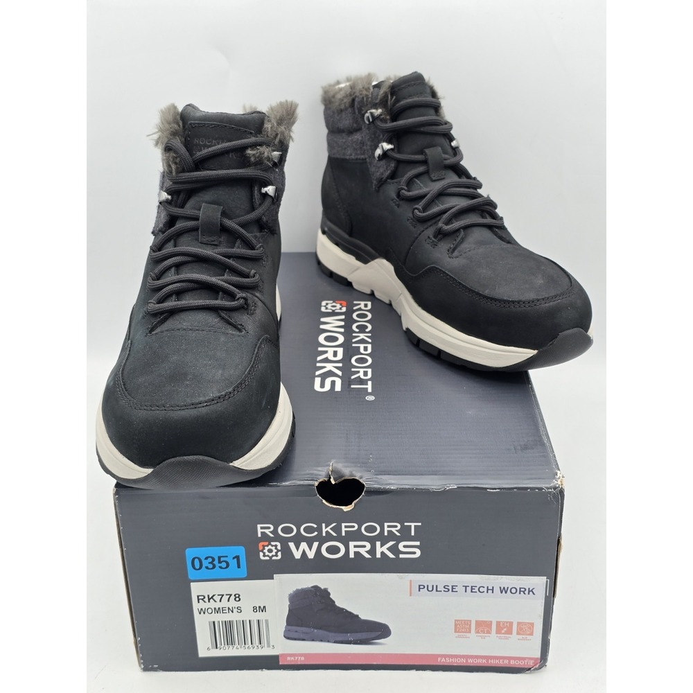 Rockport Women's Pulse Tech Work Safety Boots – Black, Size 8M - RK778